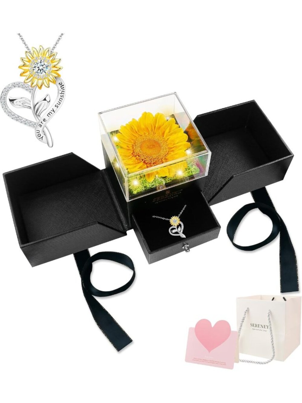 Charming Sunflower Necklace Gift for Women - You Are My Sunshine Jewelry